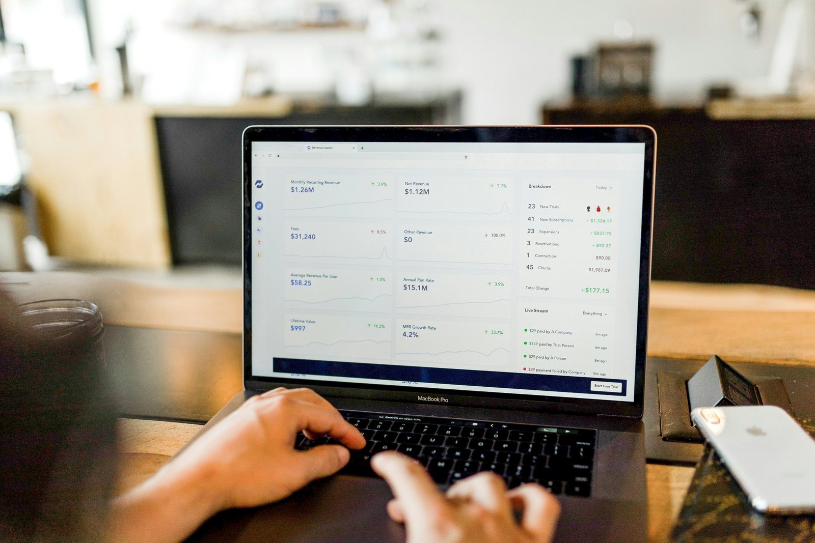 Contractor tracking missed call volume and lost revenue on a business analytics dashboard